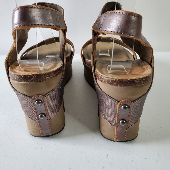 OTBT Bushnell Platform Sandal Size 9 Leather Distressed Metallic Chunky Shoe Y2K - Picture 7 of 15
